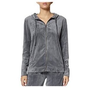 HUE Women's Gray Velour Full Zip Hoodie, Size XL